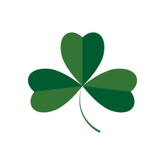 Clover icon, isolated shamrock on white background, St. Patricks Day sign, clover with three leaf, vector illustration