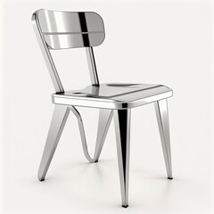 AI generated modern metalic and plastic chair on isolated white background