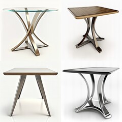 Set of 4 ai generated modern table on isolated white background