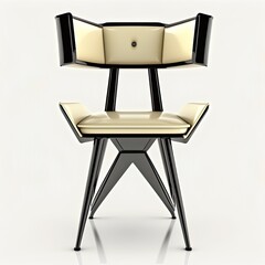 Ai generated modern chair on a white isolated background, black iron legs, plastic seat.