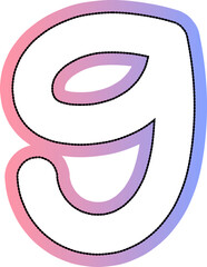 cute gradient pink and blue hand drawn number