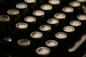 Vintage typewriter keys. Closeup of a vintage typewriter