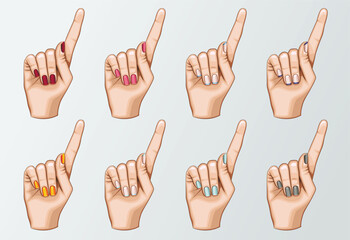 Female Hand with Beautiful Manicure, Woman Hand With Nails Fashion and Beauty Illistration for Nail Tech, Beauty Salon