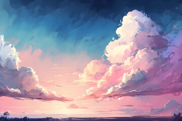 pastel color sky background, illustration, illustration,  generative ai