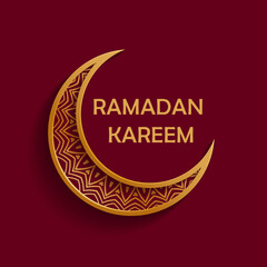 Ramadan Kareem moon with solid color background