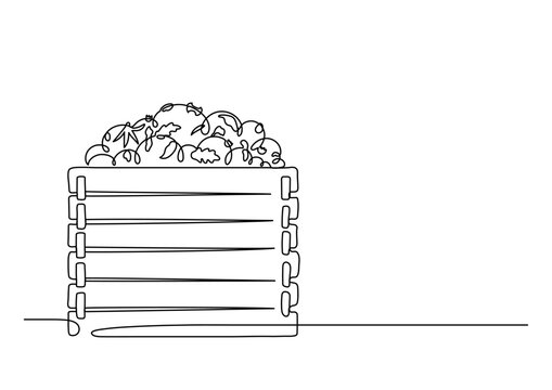 recommend clip art: Composting. Making compost in fertilizer. Recycling concept. Continuous line drawing.