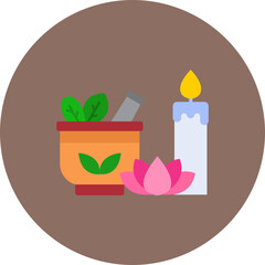 Mortar Multicolor Circle Flat Icon