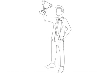 Simple trophies for employees. Employee appreciation one line drawing