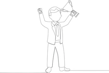 A happy man gets appreciation. Employee appreciation one line drawing