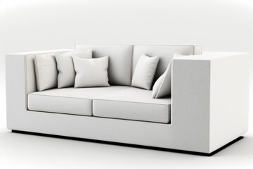 Isolated contemporary sofa. Isolated on white, a plush sofa in a modern living room. Generative AI