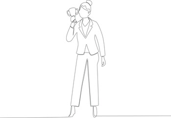 A beautiful little cup for a woman. Employee appreciation one line drawing