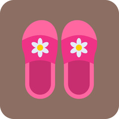 Slippers Multicolor Round Corner Flat Icon