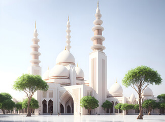 Fototapeta na wymiar City Mosque: High-Detail Ramadan Experience
