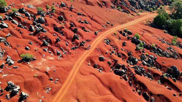 Paisaje de las dunas rojas de Pacula, Hidalgo, Mexico