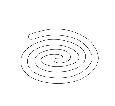 Vector isolated one single spiral mosquito fumigation  colorless black and white contour line easy drawing
