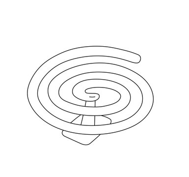 Vector isolated one single spiral mosquito fumigation  colorless black and white contour line easy drawing