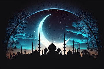 Naklejka premium Ramadan Kareem background, generative ai