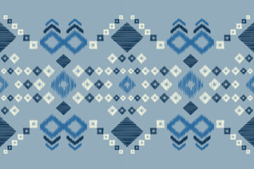 Ethnic Ikat fabric pattern geometric style.African Ikat embroidery Ethnic oriental pattern sky blue background. Abstract,vector,illustration.For texture,clothing,wrapping,decoration,carpet.