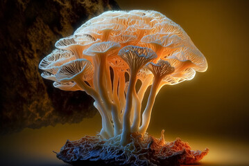 Beautiful Fungus in Nature: A Close-Up Illustration of a Mushroom