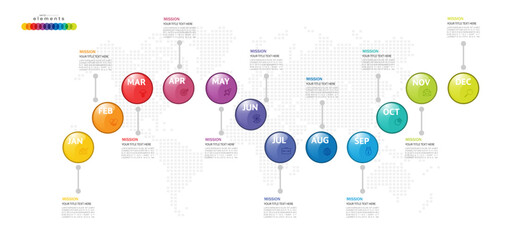 infographic Project timeline graph for 12 months modern diagram calendar, presentation vector infographic.