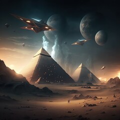 Alien Invasion Ancient Egyptian Pyramids Sci-Fi - Atenvalley.com