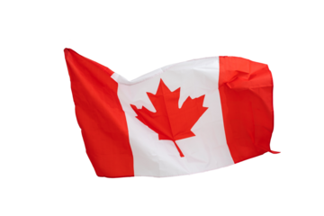 Canada flag waving on white background