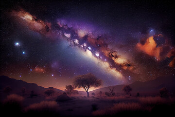 Fototapeta premium Milky way over earth. AI generated