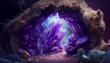 The Mystical Amethyst Grotto: A Stunning Natural Wonder. Generative Ai