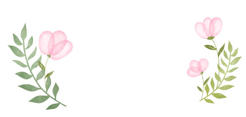 Frame card with flowers. Transparent background template for birthday, wedding, anniversary, Mother's Day greetings. Invitation to holiday with Copy space