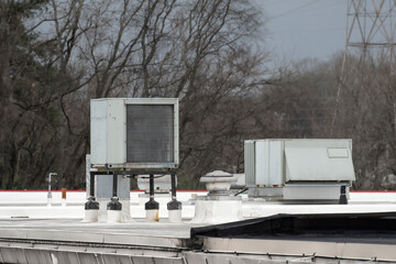 Old Rooftop Grocery Air Conditioners In Need Of Replacement
