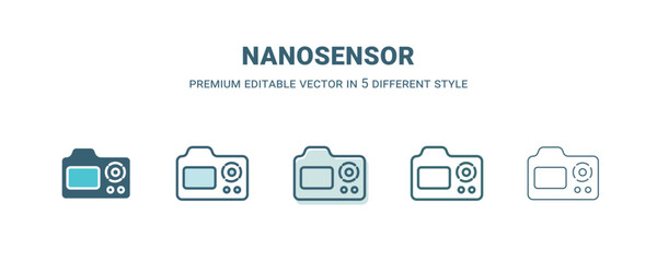 nanosensor icon in 5 different style. Outline, filled, two color, thin nanosensor icon isolated on white background. Editable vector can be used web and mobile