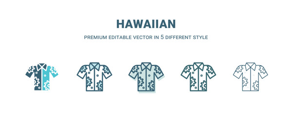 hawaiian icon in 5 different style. Outline, filled, two color, thin hawaiian icon isolated on white background. Editable vector can be used web and mobile
