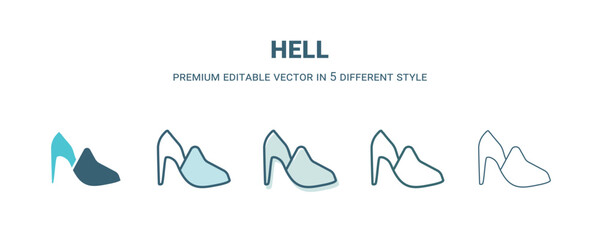 Fototapeta premium hell icon in 5 different style. Outline, filled, two color, thin hell icon isolated on white background. Editable vector can be used web and mobile