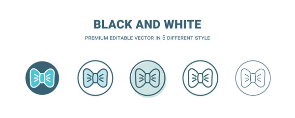 black and white icon in 5 different style. Outline, filled, two color, thin black and white icon isolated on white background. Editable vector can be used web and mobile
