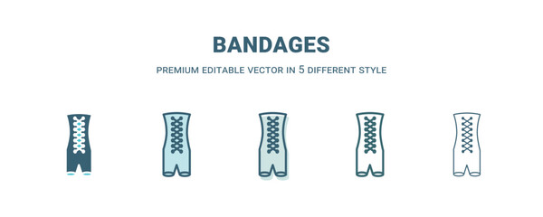 bandages icon in 5 different style. Outline, filled, two color, thin bandages icon isolated on white background. Editable vector can be used web and mobile