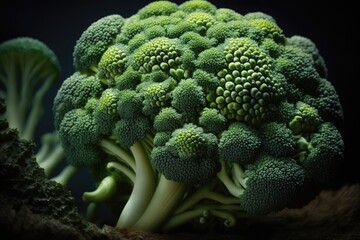 Tight shot of a bunch of new broccoli. Generative AI