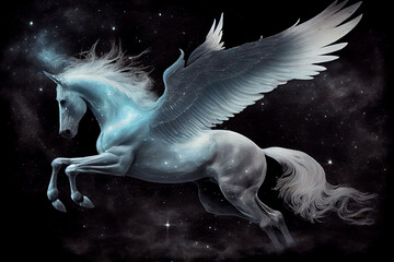 Obraz na płótnie Canvas Pegasus paratrooper in the night sky. AI Generated