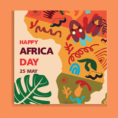 Africa Day. May 25. Holiday concept. Template for background, banner, card, and poster with text inscription. Vector illustration