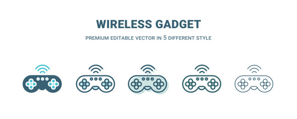wireless gadget icon in 5 different style. Outline, filled, two color, thin wireless gadget icon isolated on white background. Editable vector can be used web and mobile