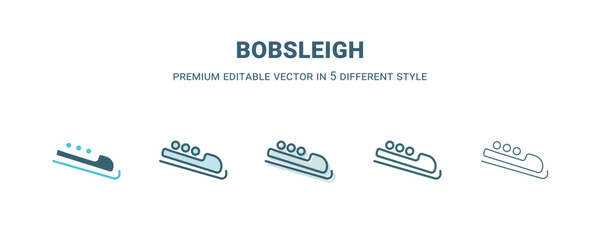 bobsleigh icon in 5 different style. Outline, filled, two color, thin bobsleigh icon isolated on white background. Editable vector can be used web and mobile