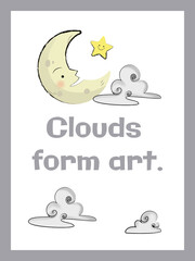 Clouds form art Hand drawn Kids Room Decoration Wall Art Kids Quotation Quote