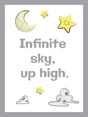 infinite sky up high Hand drawn Kids Room Decoration Wall Art Kids Quotation Quote