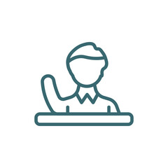 raise hand icon. Thin line raise hand icon from distance learning collection. Outline vector isolated on white background. Editable raise hand symbol can be used web and mobile