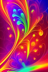 Fractal abstract background. Light effects. Neon glow. Festive decoration. Colorful pattern. Geometric texture. - generative ai
