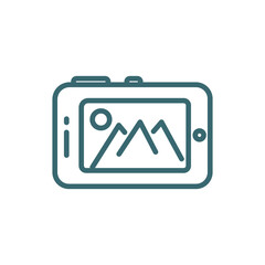 tablet with picture icon. Thin line tablet with picture icon from technology collection. Outline vector isolated on white background. Editable tablet with picture symbol can be used web and mobile