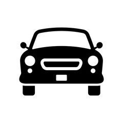 Car icon. Black silhouette. Front view. Vector simple flat graphic illustration. Isolated object on a white background. Isolate.
