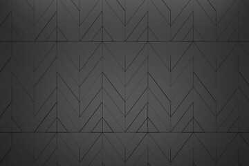 Obraz premium Triangular abstract geometric dark background of triangular volumetric elements of different random size. 3D rendering