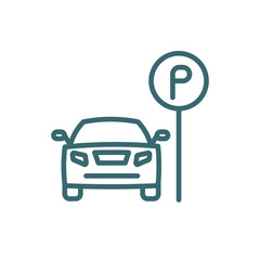 car parking icon. Thin line car parking icon from transportation collection. Outline vector isolated on white background. Editable car parking symbol can be used web and mobile