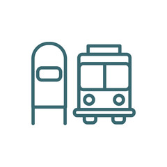 scholar bus stop icon. Thin line scholar bus stop icon from transportation collection. Outline vector isolated on white background. Editable scholar bus stop symbol can be used web and mobile