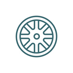 Obraz premium alloy wheel icon. Thin line alloy wheel icon from transportation collection. Outline vector isolated on white background. Editable alloy wheel symbol can be used web and mobile
